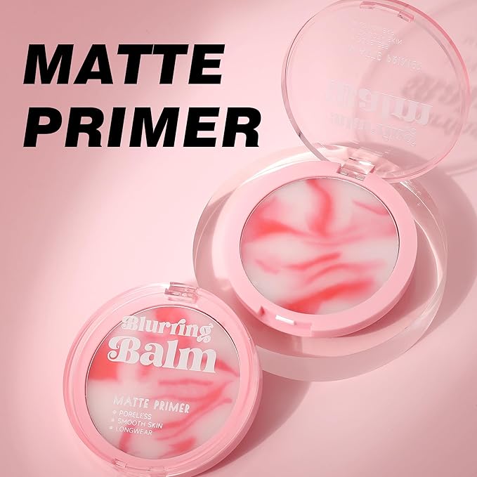 Poreless Face Blurring Primer & Oil Control Setting Powder Longwear 3D Blurring Balm, Waterproof Lightweight Flawless Skin Poreless Primer, Oil-Controlling Face Powder Soft Focus Effect