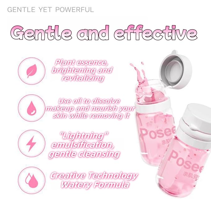Cleansing Oil Makeup Remover - Portable Travel Size Mini Bottles, Natural Deep Cleanser Facial Double Control Cleansing Oil for Face, Gentle Skincare for All Skin Types (Rose+Camellia,40)