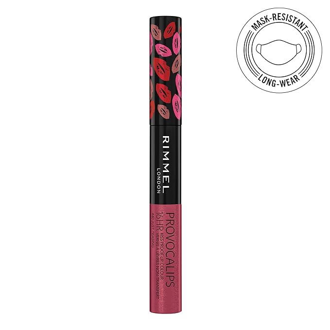 Rimmel London Provocalips 16hr Kiss-Proof Lip Color Bundle - 005 Just Teasing & 210 Flirty Fling, 14 fl.oz. Each