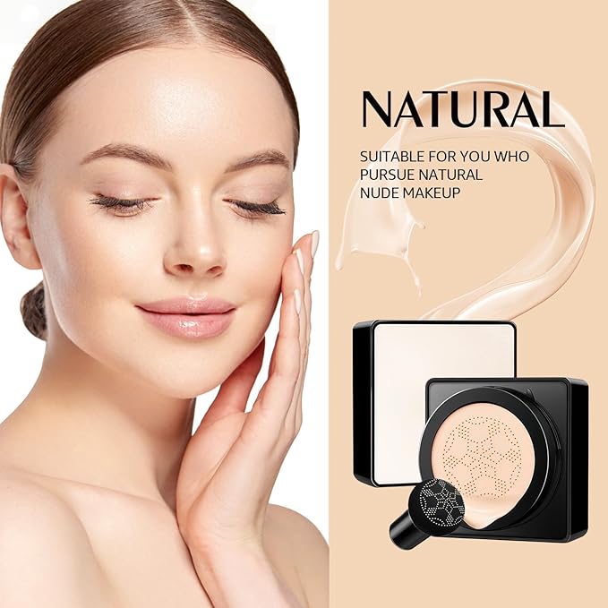Air Cushion CC Cream Foundation - Moisturizing BB Cream Makeup with Screw Lid Concealer, Matte, Waterproof & Oil Control Concealer, Even Skin Tone, All-Day Hold (Natural)