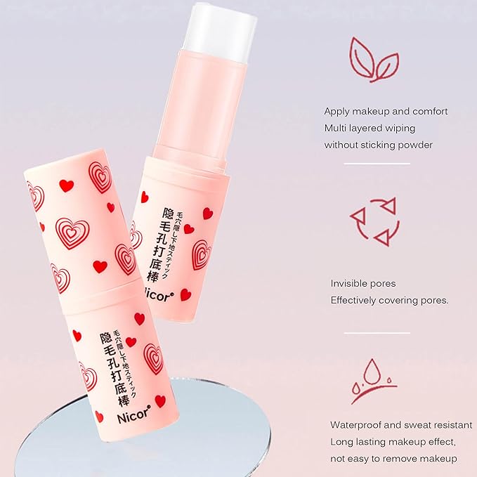 Invisible Pore Stick - Pore Eraser Waterproof Face Primer Makeup Base Oil-control Smooth Fine Lines Isolation Makeup Primer Pore Invisible Cream (1 Pack) White