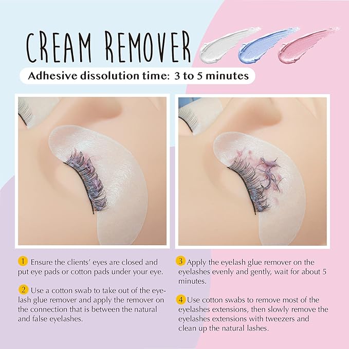 Lyon Lash Pro Gentle Eyelash Extension Cream Remover 15g 0.51fl. oz | Removes Lash Extension Glue Effectively| Low Irritation for Sensitive Skin | Essential Lash Extensions Supplies (Lavender)