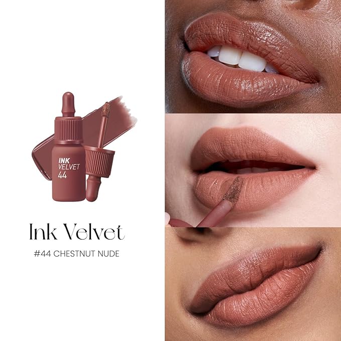 Peripera Ink the Velvet Lip Tint - High Pigment Color, Longwear, Weightless, Not Animal Tested, Gluten-Free, Paraben-Free (044 CHESTNUT NUDE (NEW))