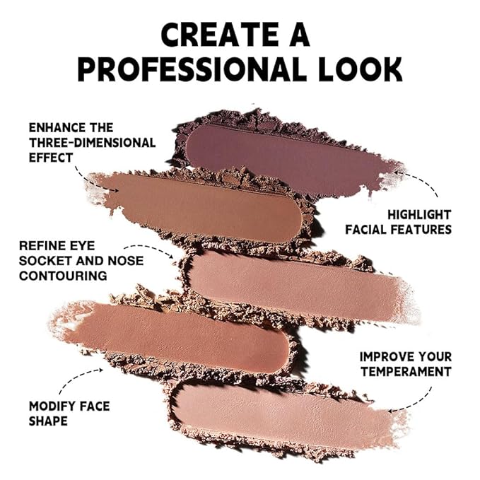 5-Color Matte Makeup Powder Compact, Long-Lasting Waterproof Foundation, Oil-Control, Non-Caking (5#, 1 Count (Pack of 1))