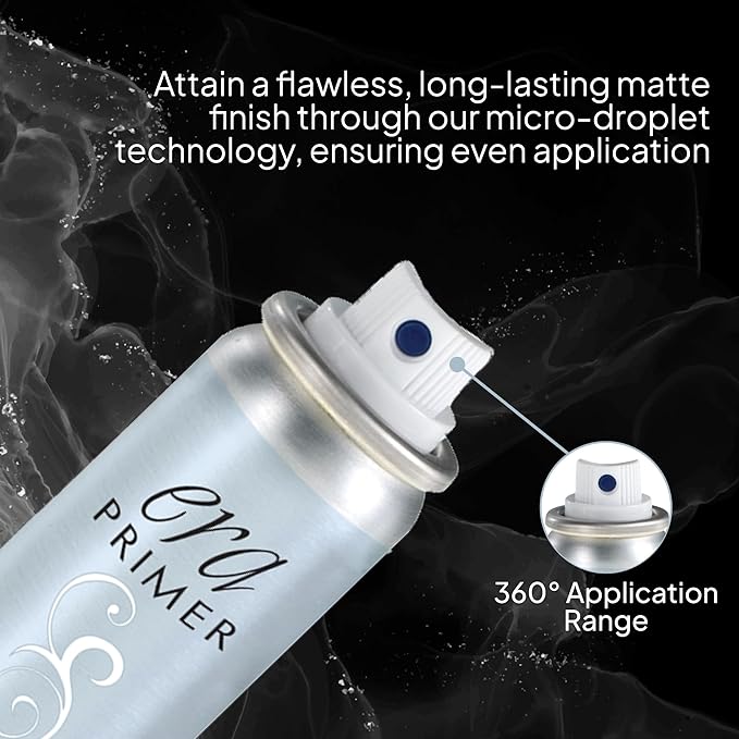 ERA Beauty Essentials Airbrush Makeup Collection (Era Face spray on Foundation - R8 Amber + Era Primer + Sponge)