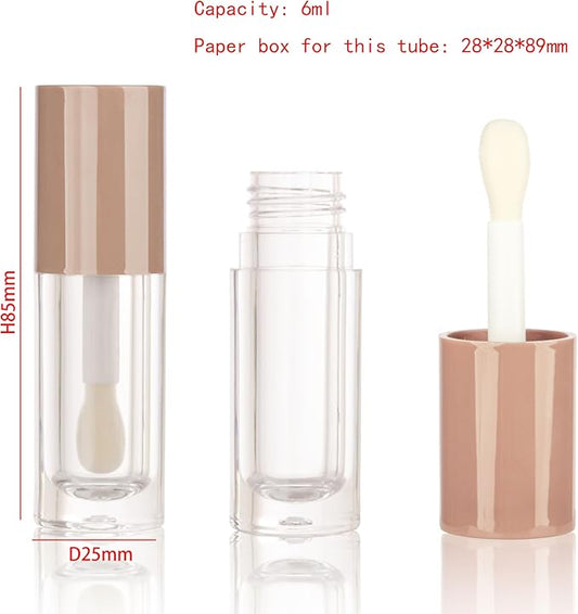 COSIDEA 14pcs Empty 6ml big doe foot wand Chunky lip gloss tubes for DIY lipgloss,Pink round lipgloss containers tubes with thick wand (Nude)