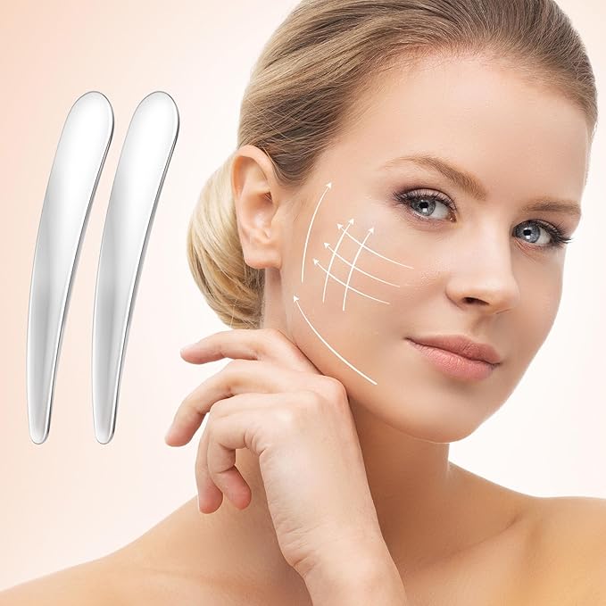 3 Pcs Metal Makeup Spatula, Facial Cosmetic Cream Spatulas Spoon, Massage Beauty Tools, Reusable Skincare Scoop Applicator for Face Eye Cream