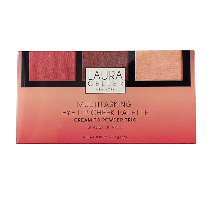 LAURA GELLER NEW YORK Multitasking Eye Lip Cheek Palette Cream to Powder Trio, Nudes