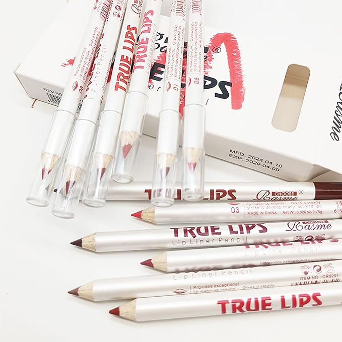 Dulele Lip Liner Pencil Set, 12 PCS Slim Matte Lipliner Pencil, High Pigmented Creamy Nude Lipstick Brown Lip Pencil Natural Lip Makeup