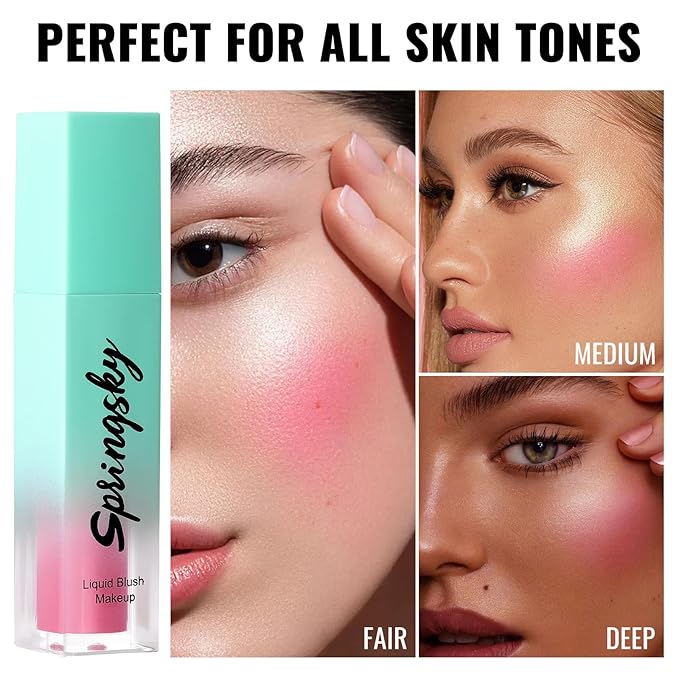 Liquid Blush - Soft Moisturizing Matte, Blendable Face Blush - Long-Wearing, Smudge-Proof Natural - 03 Peachy-Pink