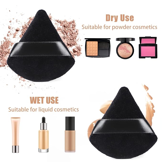 Etercycle 7-in-1 Makeup Spatula Powder Puff Set - Professional Cosmetic Palette with Triangle Puff for Eye Shadow, Eyelashes, Body Loose Powder - Wet and Dry Makeup Tool