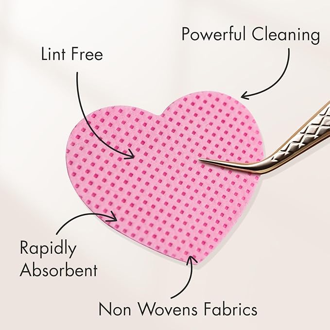1000 Pcs Lint Free Nail Wipes Eyelash Extension Glue Wipes Non-Woven Fabric Lash Glue Nail Polish Remover Supplies (Pink)