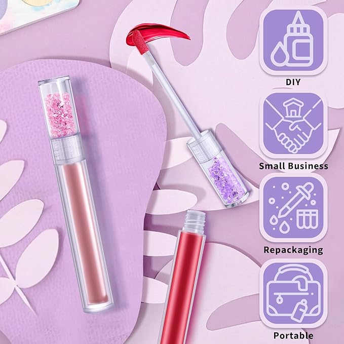 Empty Lip Gloss Tubes,10PCS Lip Gloss Tubes 3ml Diamond Lip Gloss Tubes Empty Lip Gloss Making Supplies for DIY Beginner Makeup & Travel, Lip Gloss Containers Empty Lip Gloss Bottles