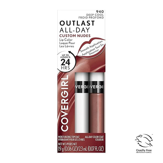 COVERGIRL Outlast All-Day Lip Color Custom Nudes, Deep Cool, 2 Piece Set (Pack of 2)