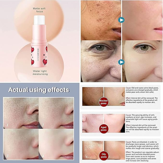 Magical Pore Eraser Waterproof Face Primer Stick - Matte Priming Makeup Blur Stick Invisible Pore Eraser Stick (Natural, 2PCS)