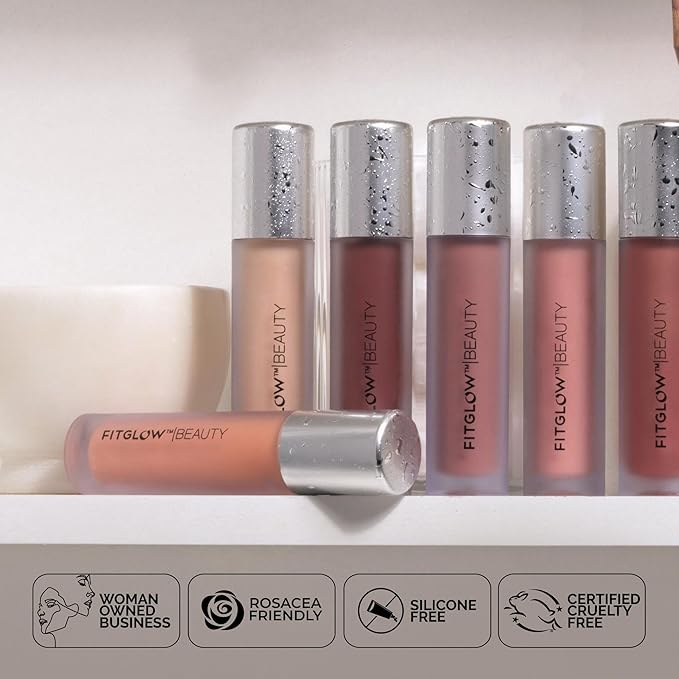 FITGLOW Beauty Lip Colour Serum | Hydrating Lip Gloss | Plumping Anti-Aging Lip Treatment | Natural Shine with Pomegranate Sterols & Collagen | Buildable Color for Dry Chapped Lips | Koi - 10g