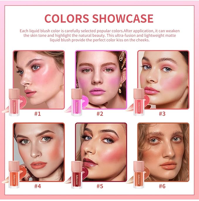3Pcs Liquid Blush, Soft Silky Cream Blush Makeup for Cheeks, Natural-Looking, Weightless, Long-Lasting, Dewy Finish (Set B, 3)