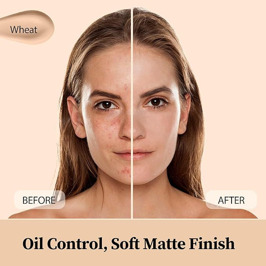 FV Flawless Matte Liquid Foundation, Full Coverage & Oil-Free Foundation Makeup, Hydrating Formula, Long-Wear Foundation for All Skin Types (Wheat, 1.05FL.OZ)