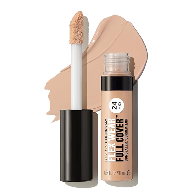 Revlon ColorStay Flex Wear, Full Cover Non-Creasing Concealer, Infused with Hyaluronic Acid & Vitamin E, Flexible Longwear, 026 Crème Brulee, 0.34 Fl Oz
