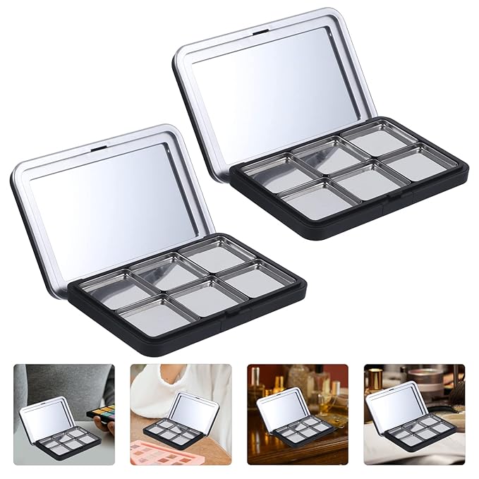 Empty Eyeshadow Palette Magnetic Makeup Palette with Mirror Refillable Eyeshadow Palette Empty Lipstick Pallet Empty Eyeshadow Pans for Eyeshadow Lipstick Blush Powder, 2PCS