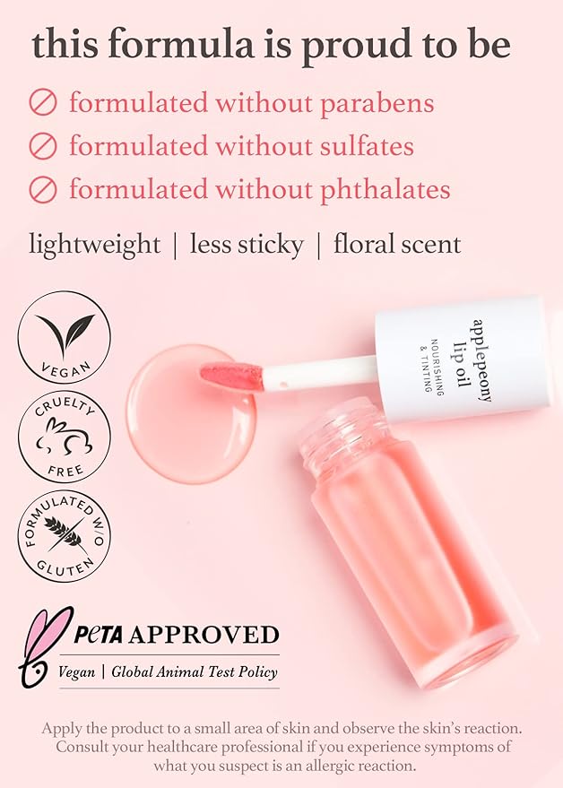 NOONI Korean Vegan Lip Oil - Applepeony 0.12 Fl Oz + Korean Facial Clenaser - Snowflake Whipping Cleanser 5.07 Fl Oz Bundle