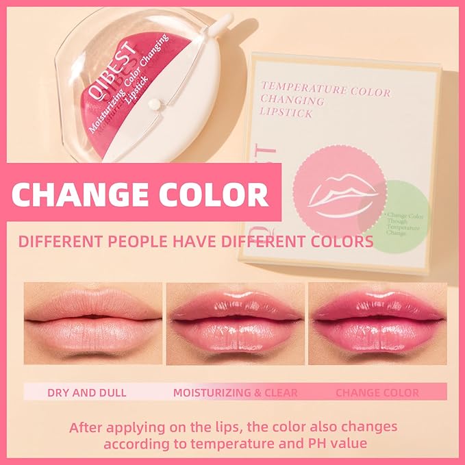 Jolilab 3 Colors Changing Lipstick.Long Lasting Lip Gloss.Lip Balm Tinted Magic Makeup.Magic Temp Color Change Matte Lip Gloss Makeup.0.2oz (01#)