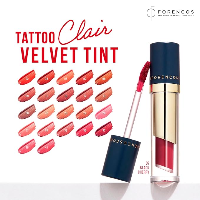 FORENCOS Long Lasting Waterproof Lip Stain Liquid Lipstick, Velvet Matte, Longwear, High Pigmentation, Tattoo Lips, Weightless, Smudge-proof, Non-Sticky, Korean Lip Tint Stain Makeup (37 Black Cherry)