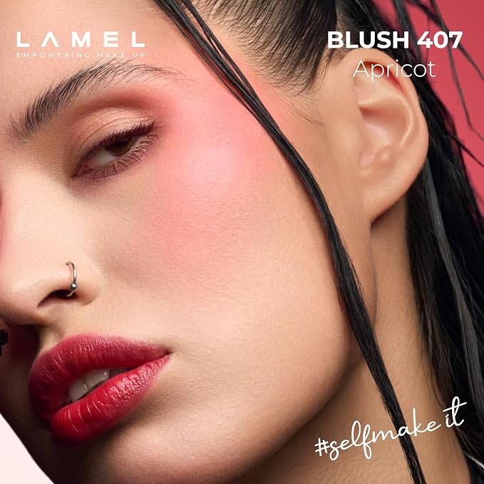 Blush Cheek Apricot Color Mini - Blendable Natural Blush Powder - Enhances & Defines Shapes & Features - Shading & Contouring Powder Blush - 4 Universal Shades - № 407 (Apricot) - 3.8g/0.13 oz