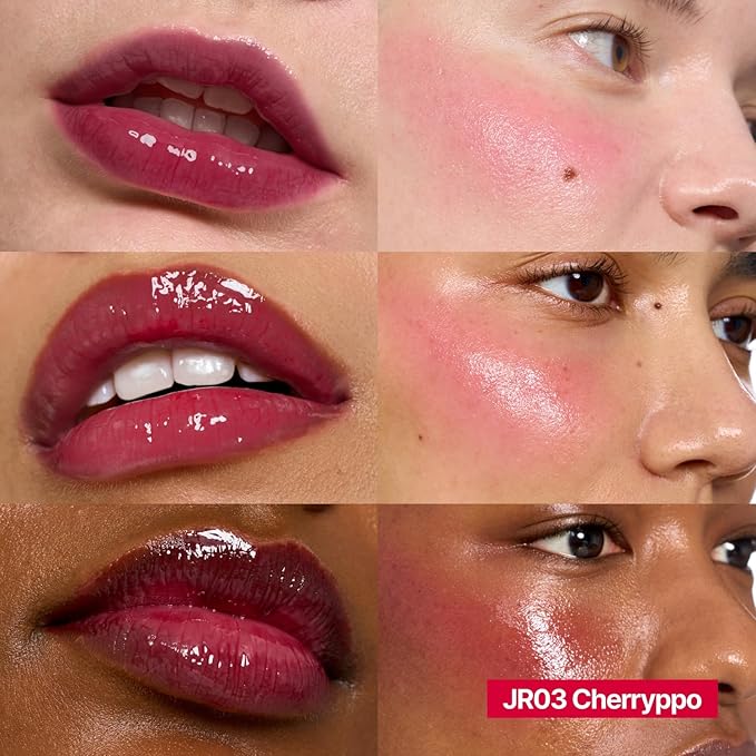 Glowy Jelly Pot + Keychain SET | Dewy Jelly Lip & Blush Color, Tinted Glow Jelly Balm, Dewy Buildable Finish – Cherryppo (Cherry Red) | 0.14 oz