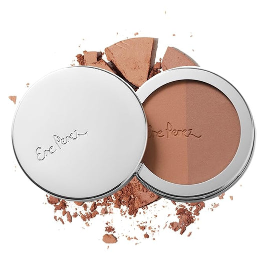 Ere Perez - Natural Rice Powder Blush + Bronzer Duo | Buildable, Breathable, Oil Absorbing, Medium Coverage | Vitamin E, Chamomile | Vegan, Cruelty-Free, Clean Beauty (Roma)