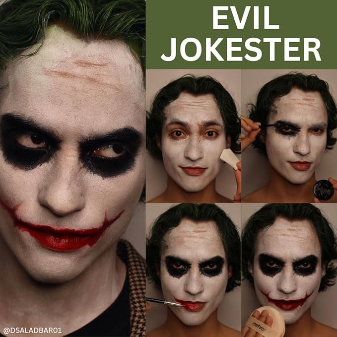 Mehron Makeup Premium Character Kits| Makeup Kits for Halloween & Cosplay| Made in the USA | Complete Kit | Includes all Tools & Instructions on How to Create the Look | (Evil Jokester)