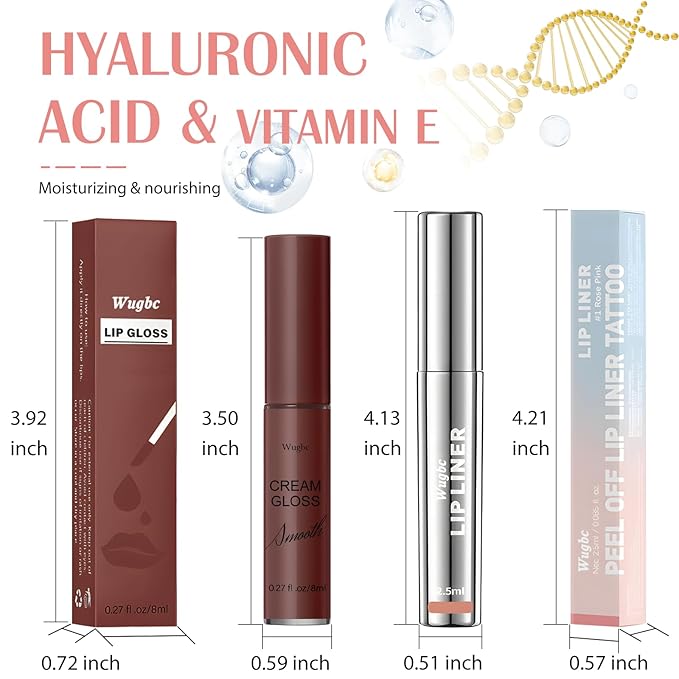 Lip Stain Peel Off, Lip Liner Stain Set Long Lasting Waterproof Lip Tint Stain Peel Off Lip Liner and Lipstick Combo Brown Lip Gloss Tattoo Nude Transfer Proof for Women Everyday Makeup
