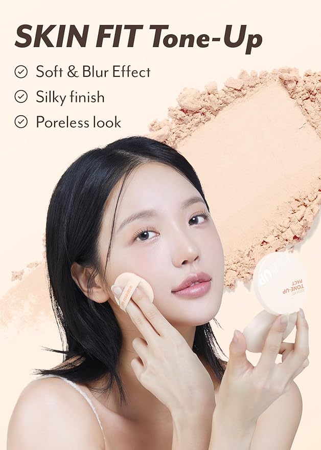 I'M MEME Fair-Light Setting Powder - Tone Up Pact with Puff, 0.35 Oz + Compact - Tone-up Pact, 0.35 Oz Bundle