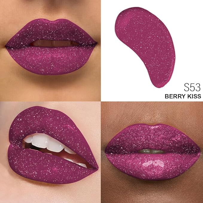 Shimmer Lip Gloss - Non-Sticky Girls Gloss - Long Lasting High Shine - 0.7 FL Oz Gloss for Girls & Women - Cruelty Free - (Berry Kiss: S53)