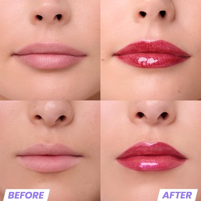 Wonderskin Wonder Blading Lip Stain Peel Off Masque - Long Lasting, Waterproof (Playful) with Top Gloss - Red Glitter Lip Gloss, Hydrating and High Shine Finish