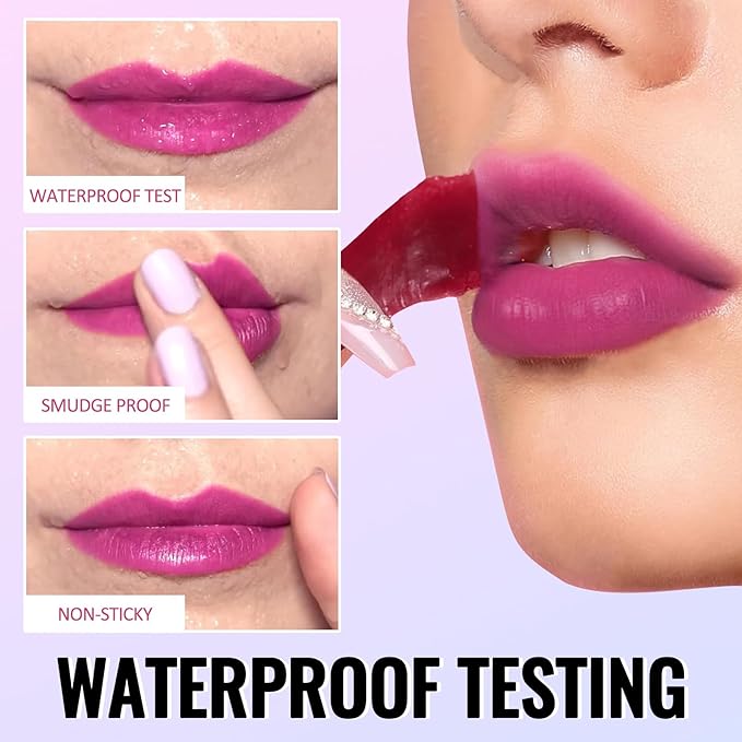 Erinde 2 Colors Peel Off Matte Lip Tint Stain, Magic Tattoo Lip Gloss, Waterproof Tinted Lip Stain, Non-Stick Cup, Long Lasting Natural Nude Matte Lip Makeup, Set B