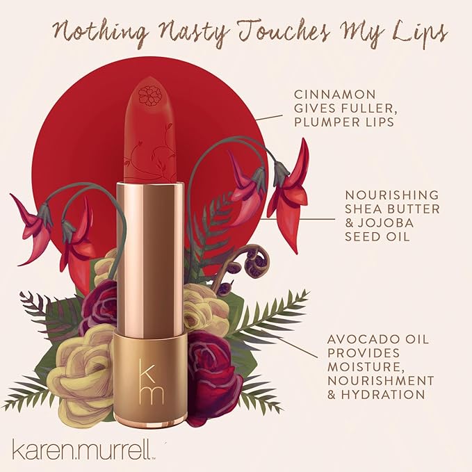 Karen Murrell - Natural Lip Stick - Lipstick 20 True Love - Dark Red Lipstick - Matte Finish, 100% Natural Ingredients, Moisturizes & Hydrates Lips - Paraben & Cruelty Free