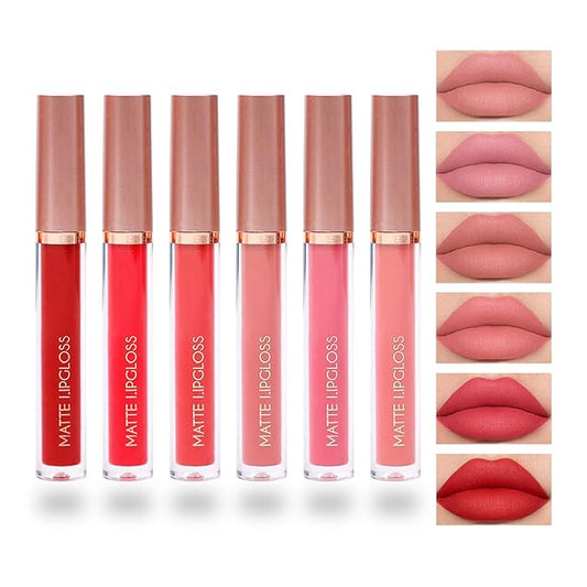 6 Colors Lip Tint Stain Set,Mini Liquid Lipstick Moisturizing Long Lasting Plumping High Pigmented Lip Gloss Set,Lightweight Non-Stick Cup Matte Lipstick for Waterproof Cheek and Lip Tint Makeup D