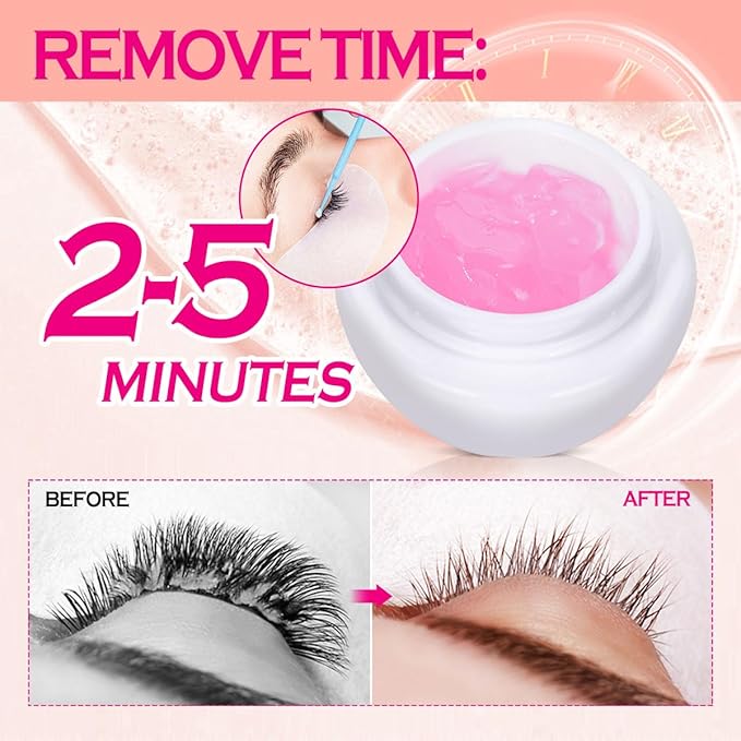 ARISON LASHES Lash Remover For Eyelash Extension Cream Remover Low Irritation Cream Remover for Sensitive Skin Fast Dissolution Professional Eyelash Extensions Salon Use(Peach)