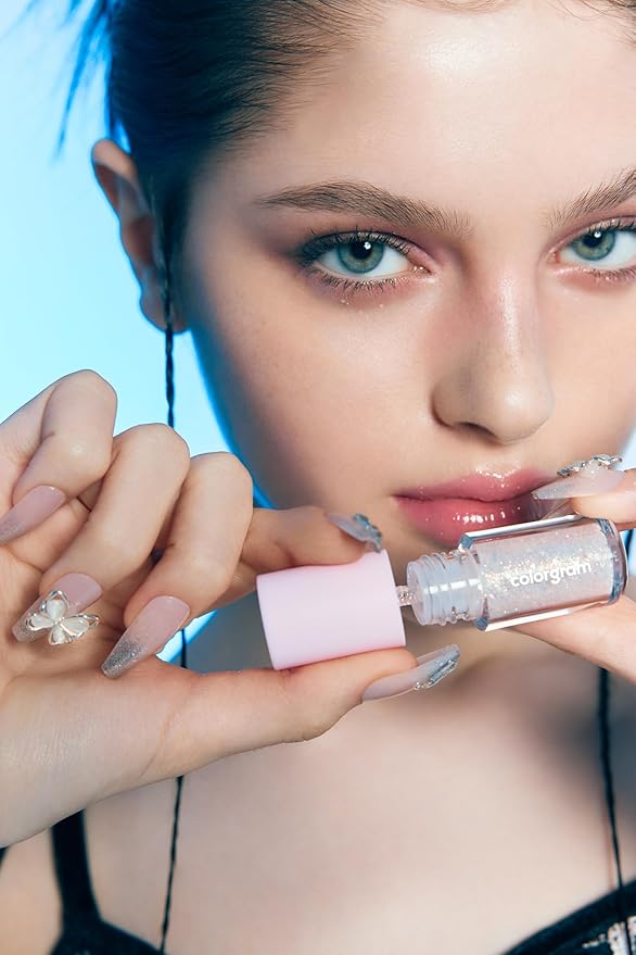 COLORGRAM Fruity Glass Tint 07 Shy Guava + Milk Bling Shadow 07 Fairylike | Highly Pigmented Glossy Dewy Lip Gloss and Pigmented Glistening Liquid Glitter Eyeshadow, Long-lasting Shimmer