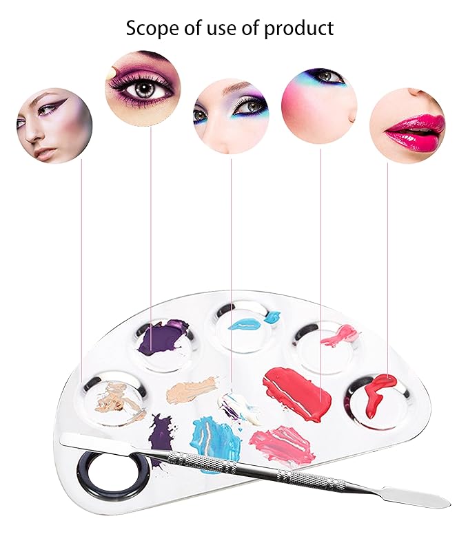 Makeup Palette, Makeup Mixing Palette, Color Mixing Tool, Artist Palette, Stainless Steel Makeup Palette For Makeup, Foundation, Nail Art, Loose Powder, Eye Shadow, Blush, Lip Gloss (2PCS)
