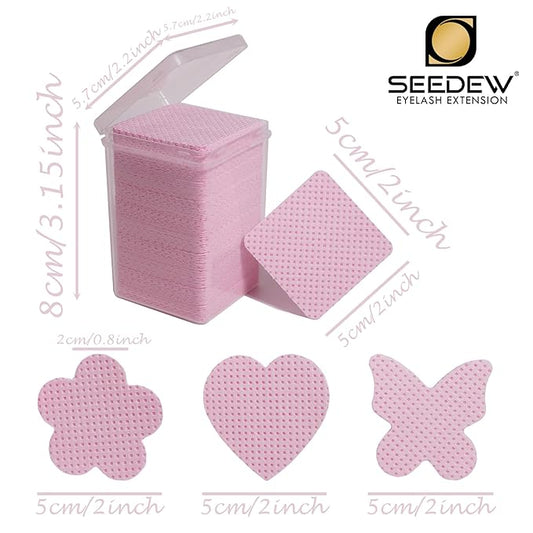 200 Pieces Pink Lash Glue Wipes, Nail Wipes, Flower Shape Lint Free Magic Wiper Cloth, Lash Extension Supplies (1 Box) (Simple Packaging)-(Pink Flower Shape)