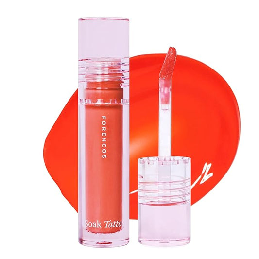 FORENCOS Soak Vegan Lip Tint/Stain, Water Gel Formula, Weightless & Non-sticky Finish, Vivid Color, Smudge-proof, Cruelty-Free, Korean Makeup, Waterproof, 0.11 oz (11 Sweety)