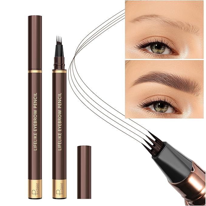 2 Pack Eyebrow Pen Dark Brown and 12Pcs Matte Lip Liners with Sharpener