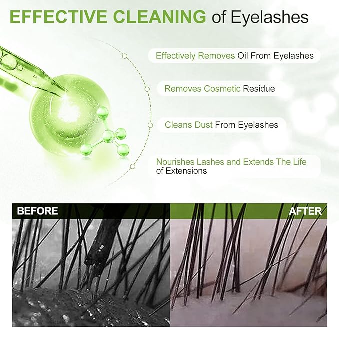 Lash Shampoo Concentrate 30ml Lash Cleanser Concentrate Add Hyaluronic Acid Oil-Free Lash Extension Shampoo Perfect for Salon,Aloe