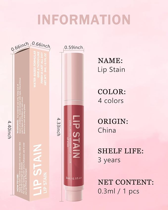 Lip Liner Stain Pen-1Pcs Rose Pink Hydrating Lip Tint, Longlasting Waterproof Smudgeproof lip tint stain Lip Color, Matte Lip Stain Liquid Lip Liner Pencil, Lip Makeup Gift for Women-03