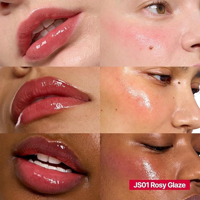 Glowy Jelly Pot | Dewy Jelly Lip & Blush Color, Tinted Glow Balm, Dewy Buildable Finish – Rosy Glaze (Dusty Rose) | 0.14 oz