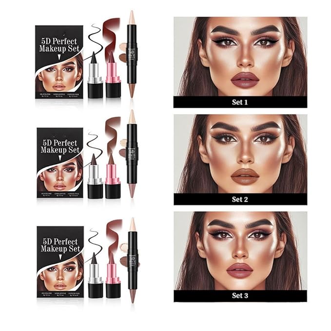 MAEPEOR Face Makeup Kit 5D Perfect Face Full Kit Contour Lipliner and Eyeliner Longlasting and Waterproof Face Makeup Set For Girls Women (Set 02)
