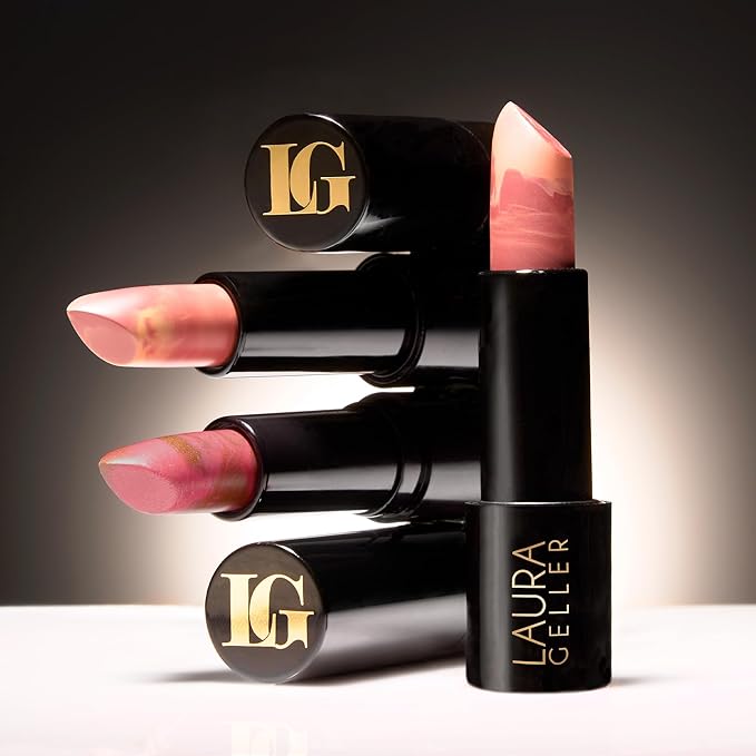 LAURA GELLER NEW YORK Serum Blush Cheek Tint, Blushing Berry + Italian Marble Sheer Hydrating Lipstick, Honey Bun