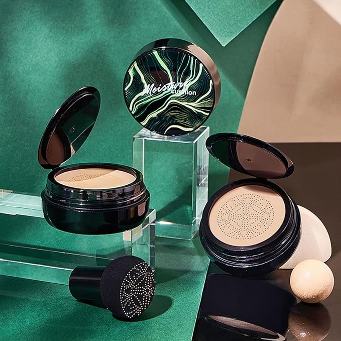 Mushroom Head Air Cushion CC Cream Foundation, Moisturizing BB Cream Face Makeup Foundation Long-Lasting Coverage of Blemishes, Matte Even Skin Tone Nude Makeup Base Primer (01# Lvory)